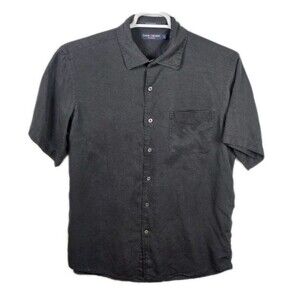 Daniel Cremieux Men's Black 70 % Silk & 30 % Button Up Short Sleeve Shirt